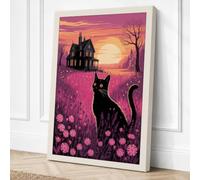 Black Cat at Twilight Canvas Wall Art Print 24x16 Inch (61 x 41 cm)