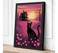 Black Cat at Twilight Canvas Wall Art Print 30x20 Inch (76 x 51 cm)