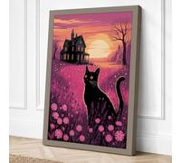 Black Cat at Twilight Canvas Wall Art Print 36x24 Inch (91 x 61 cm)