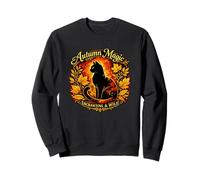 Black Cat Autumn Enchanting Leaves Sweatshirt
