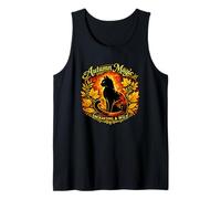 Black Cat Autumn Enchanting Leaves Tank Top