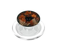 Black Cat Autumn Maple Leaves Fern Botanical Dark Falls PopSockets PopGrip for MagSafe