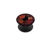 Black Cat Autumn Maple Leaves Orange Floral Boho Art Fall PopSockets Adhesive PopGrip