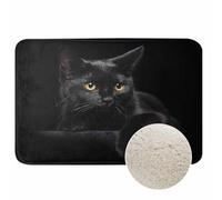 Black Cat Bath Mats for Bathroom Cat Yellow Eyes on Black Background Floor Bath Rugs Machine Washable Bathmat Carpet Rug Room Decor for Shower Floor 16 X 24 in Mat