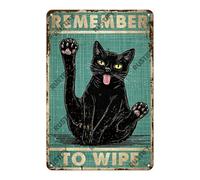 Black Cat Bathroom Remember To Wipe Sign Aluminium Tin Sign Wall Decor for Yard Window Home Entryway Outdoor 12×8 Inch