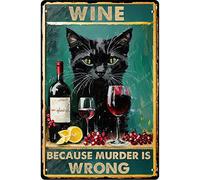 Black Cat Beer Because Murder is Wrong Vintage Metal Tin Signs Wall Art Plaque Decoration Funny Poster Gifts For Boys Women Bathroom Cafes Club Kitchen Christmas Easter Day Decorations 15x20 cm