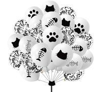Black Cat Birthday Balloons Decorations 40pcs Black Meow Halloween Party Foil Balloons for Cat Meow Birthday Baby Shower Halloween Trick Or Treat Party Supplies