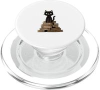 Black Cat Book Lover Cute Cat Reading Aesthetic Design PopSockets PopGrip for MagSafe