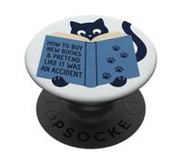 Black Cat Book Reading Book Lover Librarian Funny Bookish PopSockets Adhesive PopGrip