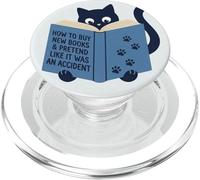 Black Cat Book Reading Book Lover Librarian Funny Bookish PopSockets PopGrip for MagSafe