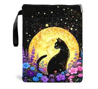 Black Cat Book Sleeve, Waterproof Book Pouch with Zipper & Handle, Dreamy Cat Books Protector for Paperbacks, Bookish Gifts for Books Lovers, Friend, Classmate and Literary Lover
