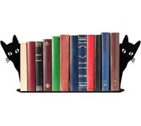 Black Cat Bookends - Heavy Duty Metal Bookends for Shelves with Non-Slip Base, Large Decorative Book Holder for Home, Office, Library, Study - 1 Pair