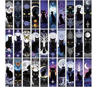 Black Cat Bookmark - Gothic Bookmark, Cat Bookmarks, Witch Bookmarks, Reading Accessories GIF, Book Marker, for Students Teacher School Reading Home Office Supplies 30ps