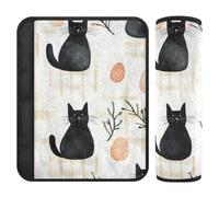 Black Cat Buffalo Plaid Bunny Happy Easter 2 Pack Automotive seat Belt Pads Protects Your Neck and Shoulders for Airplane funda para cinturón de carro