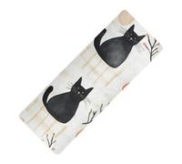Black Cat Buffalo Plaid Bunny Happy Easter printed yoga mat non slip for home gym, natural rubber non slip, with yoga bag for mat tapete para ejercicio 71x26 inches