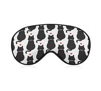 Black Cat Butts Sleep Mask Blindfold Red Hearts Adjustable Super-Smooth Soft Eye Mask Cover for Men Women Travel and Nap
