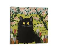 Black Cat by Maud Lewis Painting Art Poster Wall Art Picture Canvas Prints Bedroom Living Room Decor 24x24inch(60x60cm)