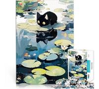 Black Cat by the Pond1000 Piece Jigsaws for Adults Puzzle Learning Educational Toys Family Games Suitable for couples 38x26cm