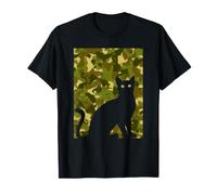 Black Cat Camo Pattern Veterans Day Cool Kitten Army Miltary T-Shirt