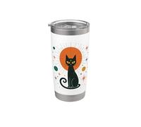 Black Cat Celestial Mystic Moon Retro Witchy Feline Stainless Steel Insulated Tumbler