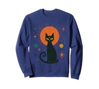 Black Cat Celestial Mystic Moon Retro Witchy Feline Sweatshirt