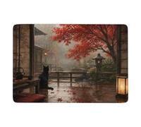 Black Cat Cherry Blossom Tree Rug 150 X 100 Cm, Soft for Cosy Bedroom | Christmas gift idea: non slip area rug with clear heat transfer print; for bedroom floor styling