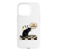 Black Cat Chess I Am Thinking Funny Chess Player Case for iPhone 15 Pro Max