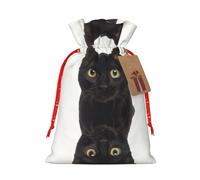 Black Cat Christmas Drawstring Linen Gift Bag Storage Bag Suitable For Christmas Birthday Gift Packaging