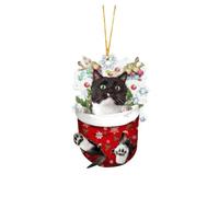 Black Cat Christmas Ornament,Christmas Tree Decorations Acrylic Christmas Decorations Cut Funny Pendant Novelty Baubles Party Holiday Home Interior Decor Car Hanging Ornaments Kids (21-B, One Size)