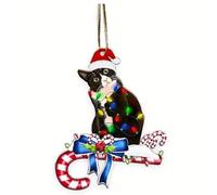 Black Cat Christmas Ornament,Christmas Tree Decorations Acrylic Christmas Decorations Cut Funny Pendant Novelty Baubles Party Holiday Home Interior Decor Car Hanging Ornaments Kids Cat Lovers Gifts