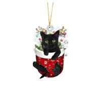 Black Cat Christmas Ornament,Christmas Tree Decorations Acrylic Christmas Decorations Cut Funny Pendant Novelty Baubles Party Holiday Home Interior Decor Car Hanging Ornaments Kids Cat Lovers Gifts