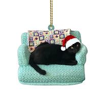 Black Cat Christmas Ornament, Tree Decorations Acrylic Cut Funny Pendant Novelty Baubles Party Holiday Home Interior Decor Car Hanging Ornaments Kids Cat L Christmas Decor