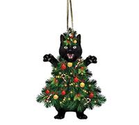 Black Cat Christmas Ornaments, Christmas Decorations for Cat Lovers, 8cm Funny Xmas Tree Hanging Decoration