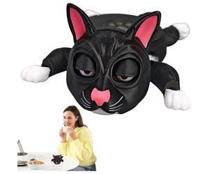 (Black) Cat Coasters for Drinks | Fun Drink Coasters Cat Decor - Movable Limbs Interactive Cup Holder, Desk Decor Coffee Table Accessories for Tabletop