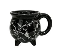 Black Cat Coffee Cup Halloween Witch Cauldron Ceramic | Glowing Pumpkin Full Moon Autumn Leaves Spooky Fall Drinkware October Celebration Seasonal Mug Women Friends Sisters