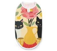 Black Cat Coffee Dog Shirts Patterned Pet Clothes Tank Top Sleeveless T-Shirt for Cats Puppy M