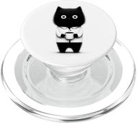 Black Cat Coffee Lover Funny Cute Cat Design PopSockets PopGrip for MagSafe