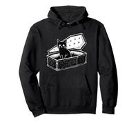 Black Cat Coffin Sitting in A Casket Goth Emo Occult Kitty Pullover Hoodie