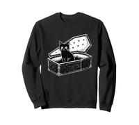 Black Cat Coffin Sitting in A Casket Goth Emo Occult Kitty Sweatshirt