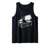 Black Cat Coffin Sitting in A Casket Goth Emo Occult Kitty Tank Top