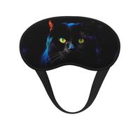 Black cat Colorful Eye Mask for Sleeping Soft Satin Sleep Shade Cover Blindfold with Elastic Strap Travel Nap Blackout Eye Shade Cover for Women Men
