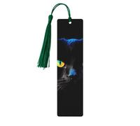 Black cat Colorful Wood Bookmark for Men Women Reading Wooden Bookmarks Unique Handmade Book Marks with Tassel Pendant Craft Bookmark for Book Lovers Birthday Teachers Gift