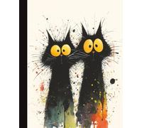 Black Cat Composition Notebook | Whimsical Watercolor Art Design | 7.5x9.25 in | 110 Pages | College Ruled Lines