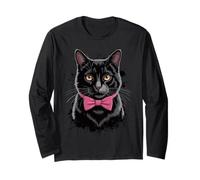 Black Cat Coquette Bow Aesthetic Kawaii Pastel Ribbon Charm Long Sleeve T-Shirt