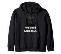 Black Cat Cornrows 9 Lives Since 1865 African American Retro Zip Hoodie