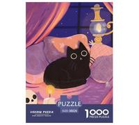 Black Cat Cozy Night 1000 Piece Adults Puzzle Kids Age Games Puzzle Game Home Decoration Challenge High Difficulty 38x26cm/1000pcs