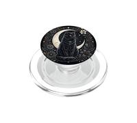 Black Cat Crescent Moon Lily Daisy Dark Floral Witchy Stars PopSockets PopGrip for MagSafe