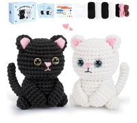 Black Cat Crochet Kit for Beginners Kitten Crochet Cat Kits Complete Animal Crochet Knitting Set with Video Tutorials Knitting Kits Learn to Crochets Starter Kit Halloween Present Halloween Decor