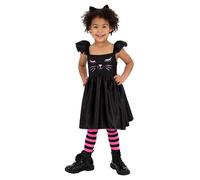 Black Cat Dress Girls Fancy Dress Costume Kids Small - Age 4-6