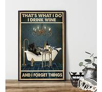 Black Cat Drink Wine I Forget Things Vintage Poster Tin Signs 8x12 inch Fun Gift
